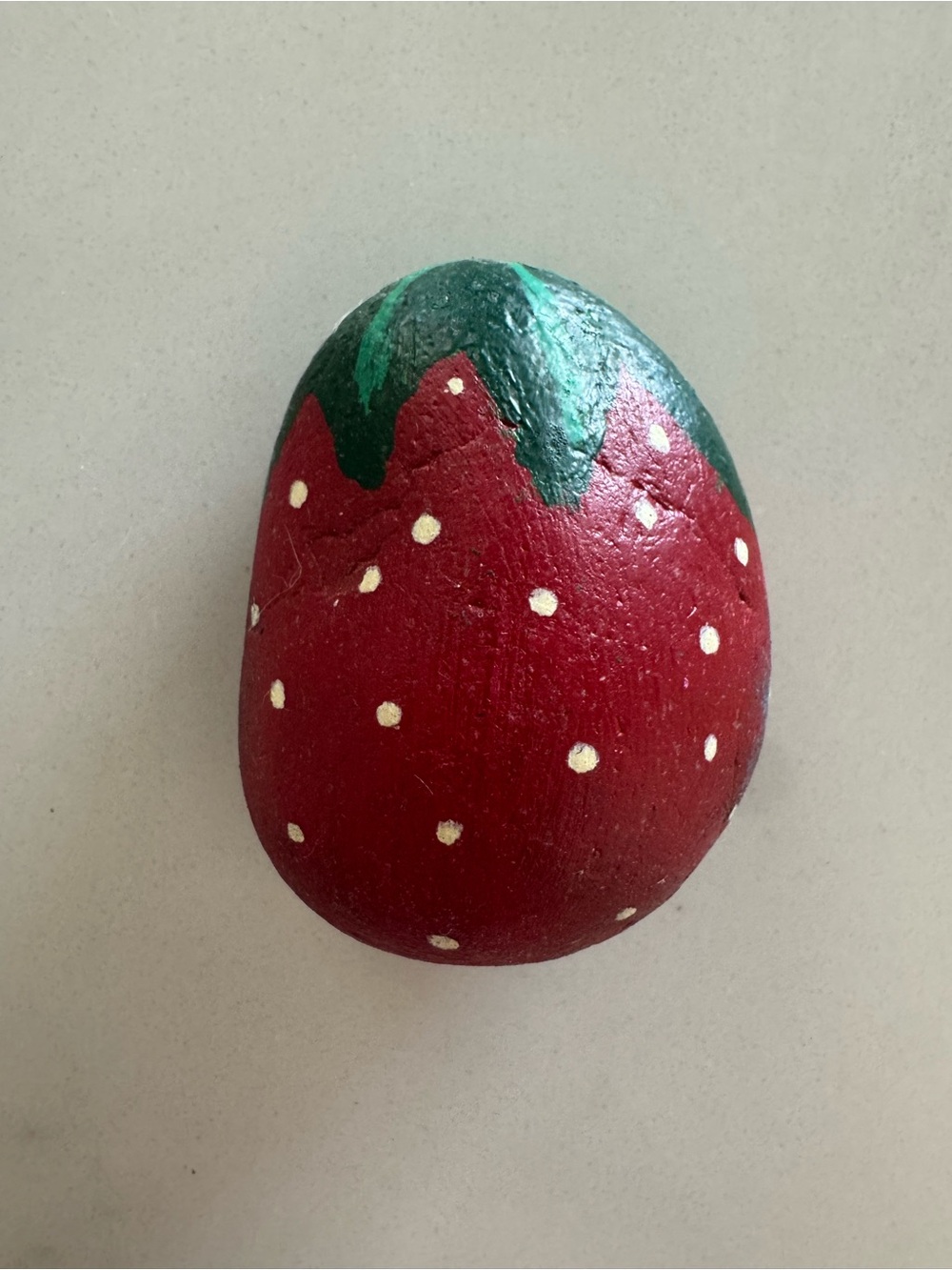 Hand-Painted Strawberry Rock - Red & Green